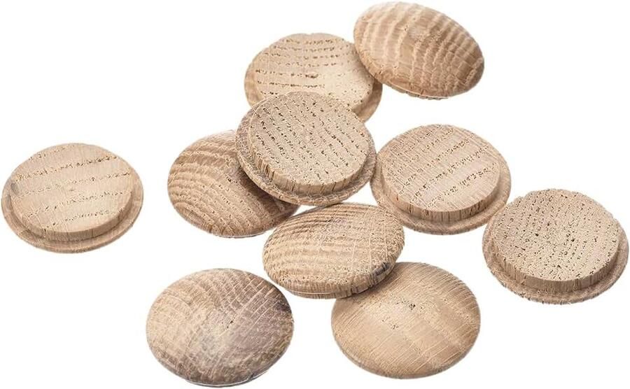 Sourcing map Houten stop 10 stuks 30 x 25 mm eikenhouten knopstoppers schroefgatafdekkingen decoratieve houten afdekking voor trapstoelen meubels en houtbewerking