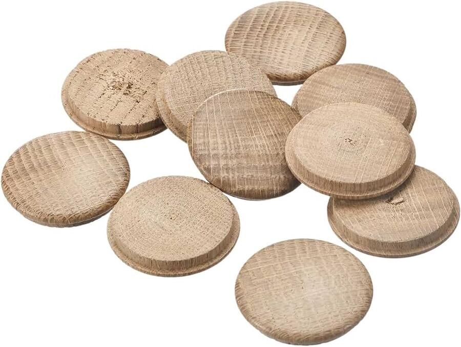 Sourcing map Houten stop 10 stuks 45 x 40 mm eikenhouten knopstoppers schroefgatafdekkingen decoratieve houten afdekking voor trapstoelen meubels en houtbewerking