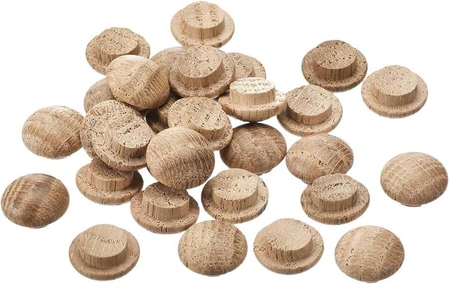 Sourcing map Houten stop 30 stuks 15 x 10 mm eikenhouten knopstoppers schroefgatafdekkingen decoratieve houten afdekking voor trapstoelen meubels en houtbewerking