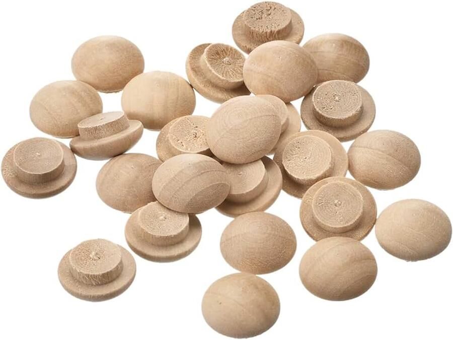 Sourcing map Houten stop 50 stuks 15 x 10 mm beukenhouten knopstoppers schroefgatafdekkingen decoratieve houten afdekking voor trapstoelen meubels en houtbewerking