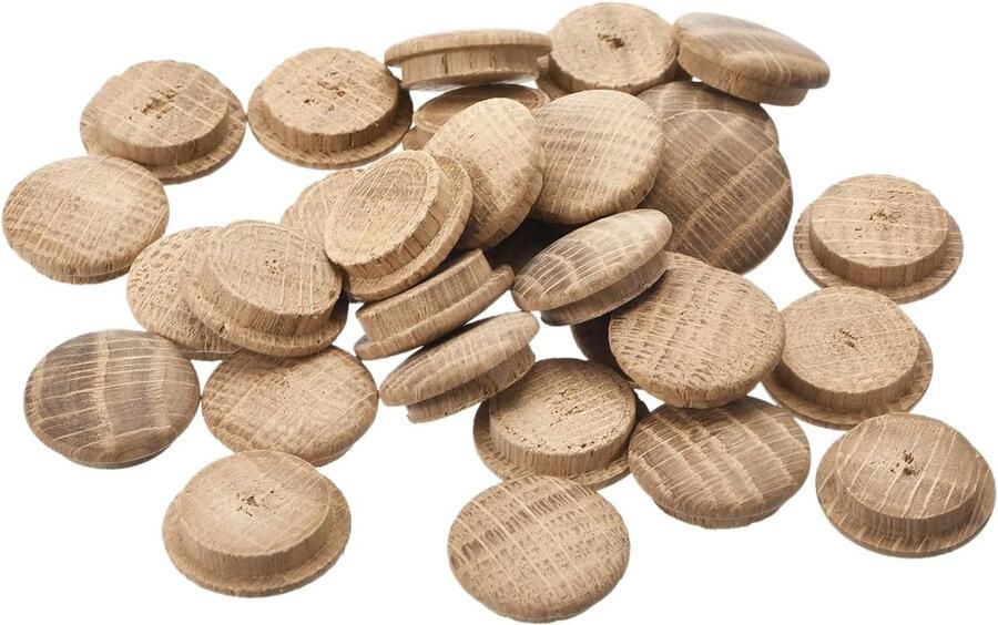 Sourcing map Houten stop 50 stuks 25 x 20 mm eikenhouten knopstoppers schroefgatafdekkingen decoratieve houten afdekking voor trapstoelen meubels en houtbewerking