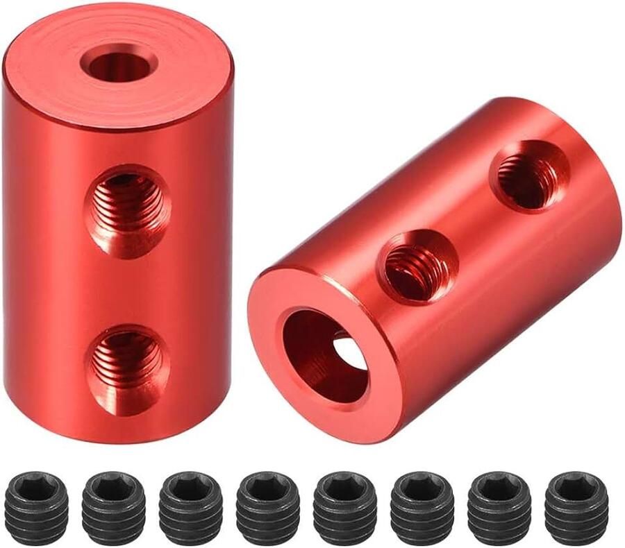 Sourcing map stalen schacht koppeling starre flexibele koppeling motor connector L22xD14 4mm-4mm 3mm to 6mm 2PCS rood