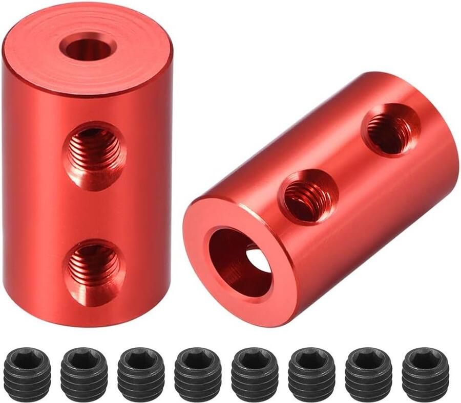Sourcing map stalen schacht koppeling starre flexibele koppeling motor connector L22xD14 4mm-4mm 3mm to 6mm 2PCS rood