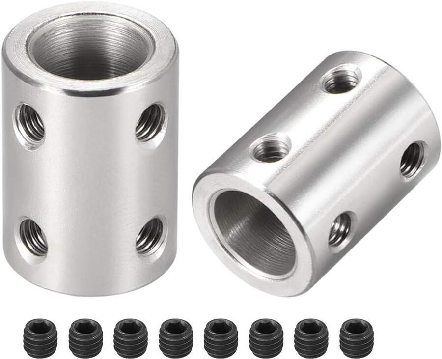 Sourcing map stalen schacht koppeling starre flexibele koppeling motor connector L22xD14 4mm-4mm 10mm to 10mm 2PCS Silver Tone