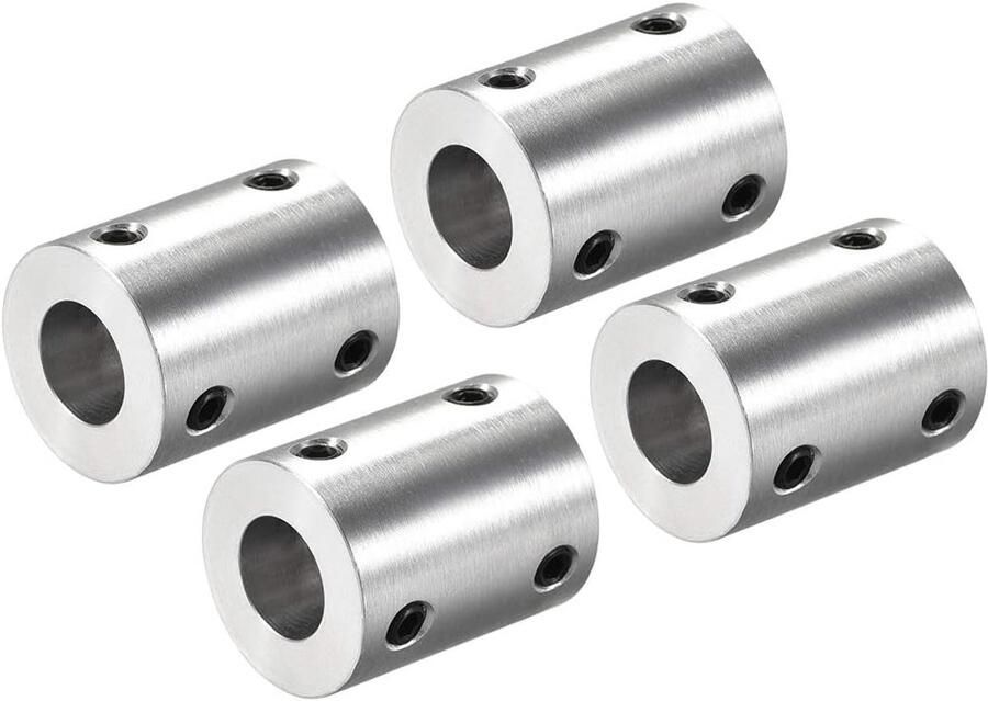 Sourcing map Starre askoppeling van 5 mm tot 10 mm koppeling 25 mm lengte 20 mm diameter met schroeven stekker van aluminiumlegering motoraccessoires 4 stuks
