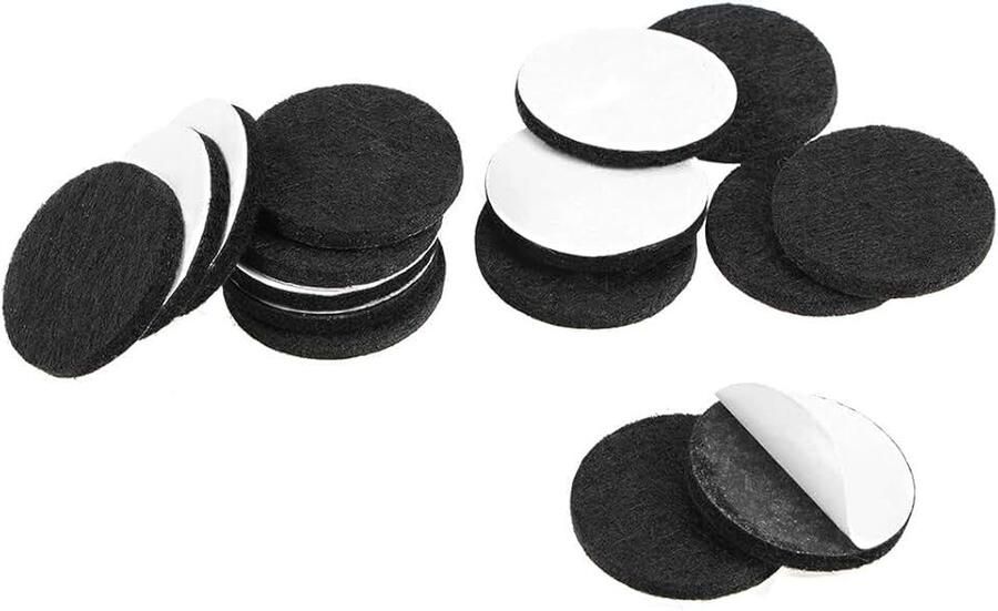 Sourcing map Stoelglijders vilt meubelkussen zelfklevend 30 mm rond 3 mm dik zwart stuks