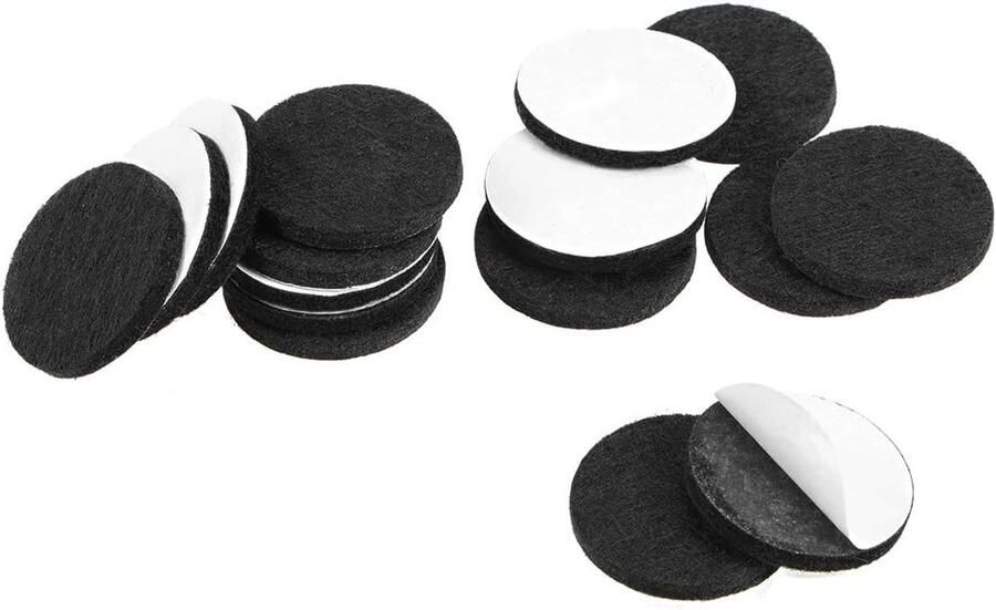 Sourcing map 16 stuks meubelpads zelfklevende vilten kussens vilt pads 30 mm diameter. 3 mm dik rond zwart