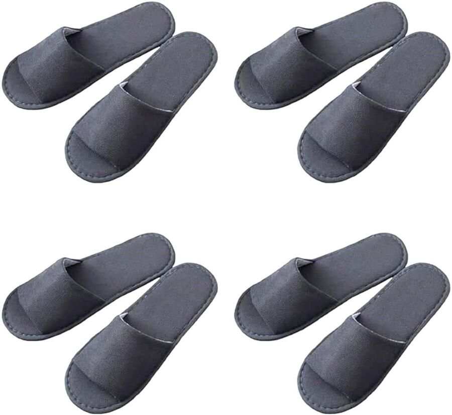 Spa Hotel Slippers Guest Slippers Set of 4 Pairs of Slippers for and Universal Size Slippers for Wedding Bathing Slippers for Guest Hotels and Office (Grey Half Wrapped) None