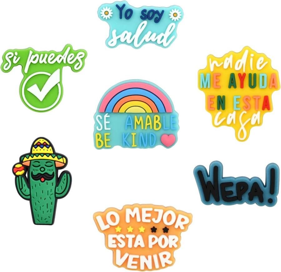 Spanish Quotes Shoe Decoration Charms 20pcs ABS DIY Accessories for Clogs and Sandals Versatile Party Decorations ShopVlot