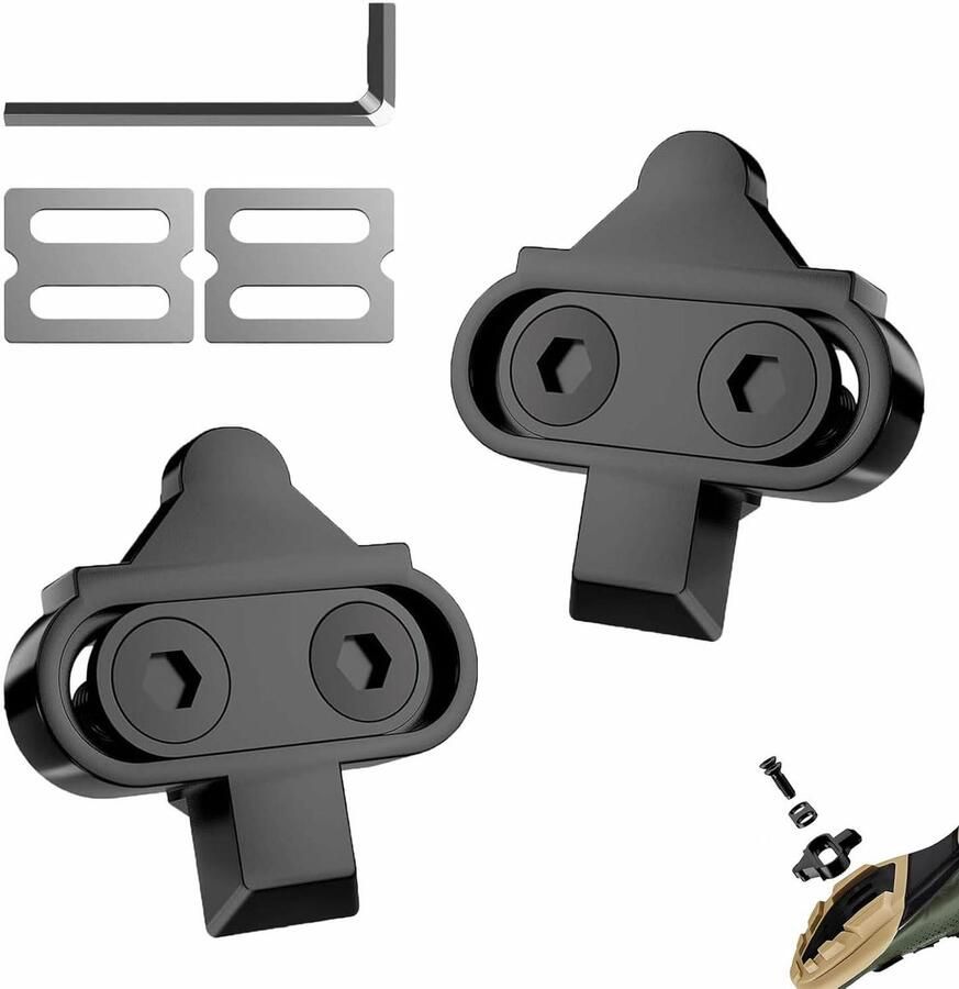 SPD Cleats Fietsschoenen Fietsplaatjes Pedalen Mountainbiken Antislip Platen 2 Gaats Zwart