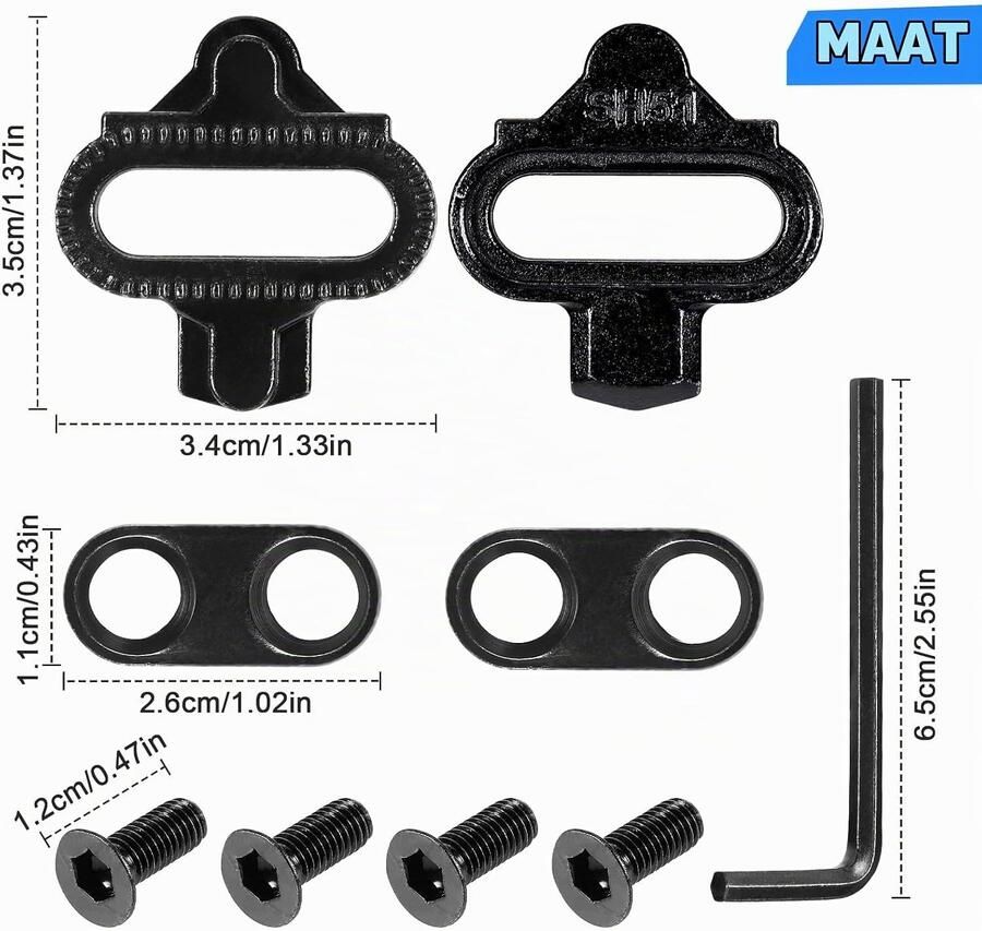 SPD Cleats Set voor Shimano Cycling Shoe Kitten Set voor SPD-SL Plattenset voor Fietsen en Mountainbiken (Zwart) met Hoogwaardige Grip en Duurzaamheid