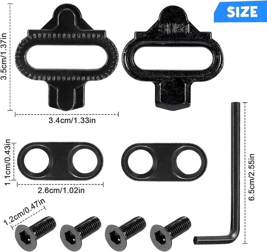SPD Cleats Set voor Shimano Geschikt voor Fietsschoenen Ideaal voor Binnen- en Buitensport Perfect voor Weg- en Mountainbiken (Zwart)
