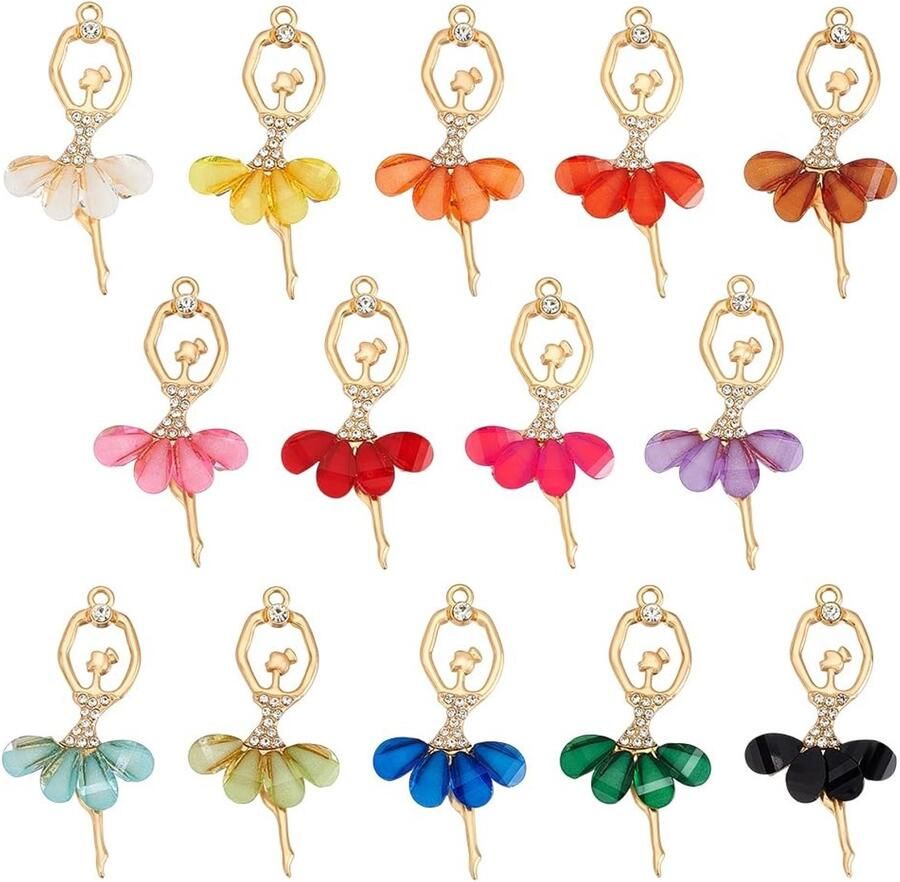 Dailygoody Ballerina Charms Crystal Pendants Goudkleurig Rhinestone DIY Sieraden Geschikt voor Vrouwen Kleuren