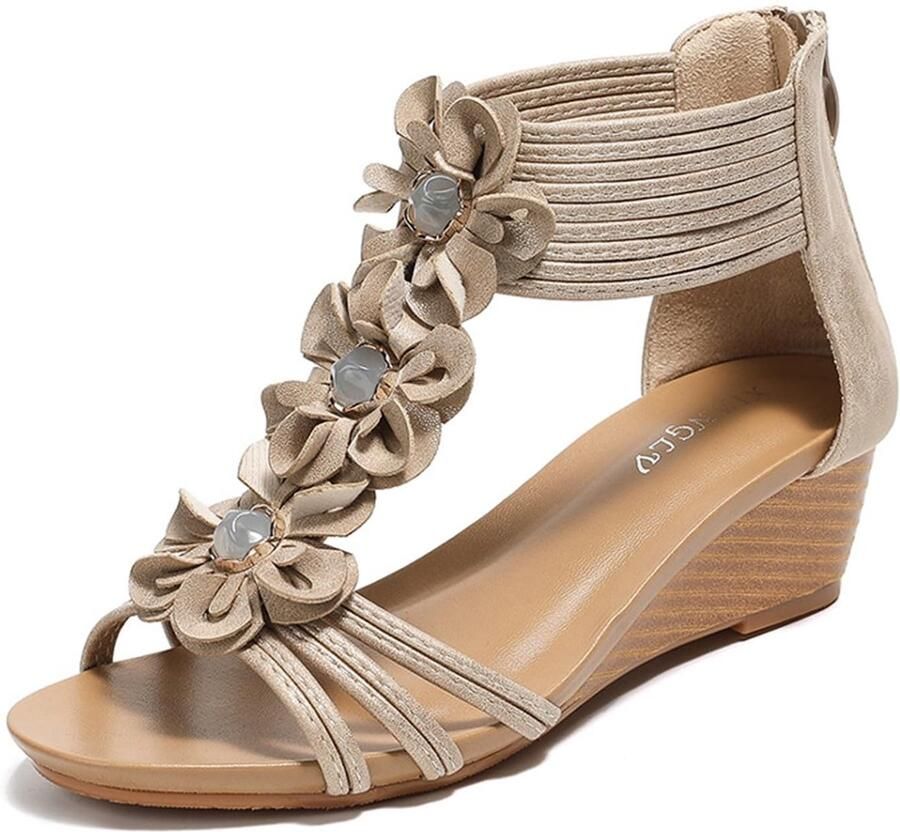 Dailygoody Dames Sandaal Zomer Sandalen Elegante Sleehak Blauw Casual Schoenen Comfortabel en Stijlvol Geschikt voor Elke Gelegenheid