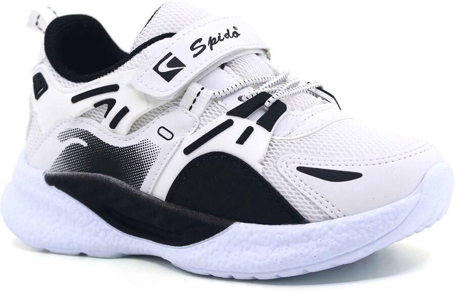 Spido Kinderschoenen Jongens Wit Zwart Sneakers Klittenband