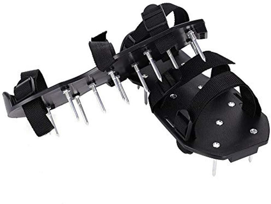 Spijkerschoenen spijkerzool afwerkschoenen gazonbeluchter sandalen verticuteermachine met 13 spijkers (55 mm) elk met 3 hoogwaardige nylon banden en klittenbandsluiting verticuteermachine voor gazon Zwart