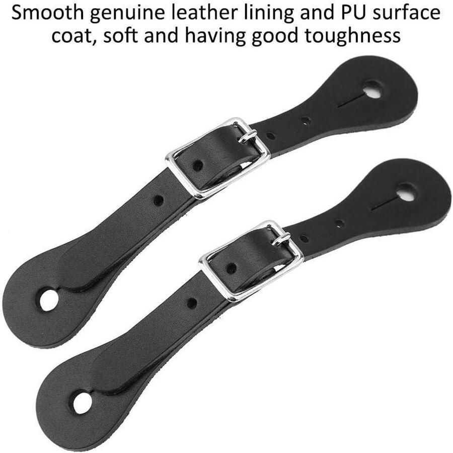 Sporenriem Handgemaakte lederen Paardensport Cow outfit Zwart Ruitersport accessoire Geschikt voor laarzen