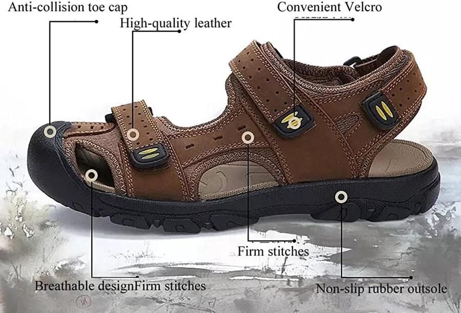 Sport Wandelen Sandalen Verstelbare Casual Athletic Fisherman Strand Leer Gesloten Toe Anti-Collision Zomer