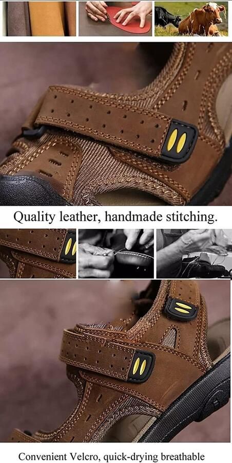 Sport Wandelen Sandalen Verstelbare Casual Athletic Fisherman Strand Leer Gesloten Toe Anti-Collision Zomer