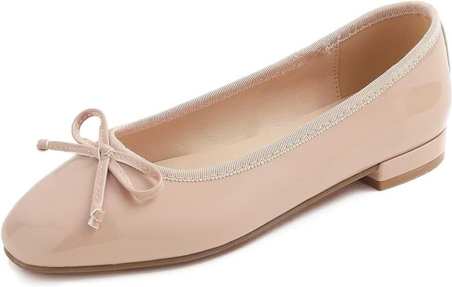 Squar ballerina Platte ballerina's voor dames klassiek elegante en comfortabele balletschoenen met strik