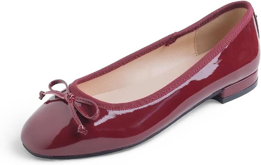 Squar ballerina Platte ballerina's voor dames klassiek elegante en comfortabele balletschoenen met strik