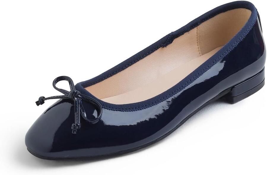 Squar ballerina Platte ballerina's voor dames klassiek elegante en comfortabele balletschoenen met strik