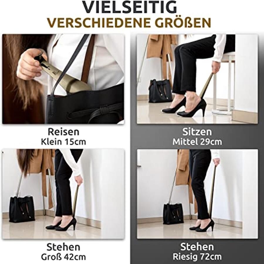 Stainless Steel Shoe Horn Polished Metal Long Shoe Horn for Easy Use Optimized Length and Width