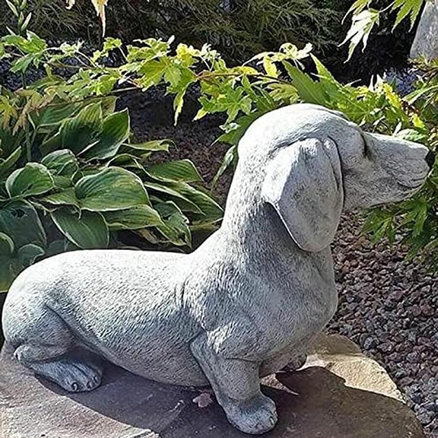 Standbeeld Outdoor Garden Hars Decor Tekkel Franse Bulldog Sculptuur voor Woondecoratie Yard Ornament Puppy Figurines (01)