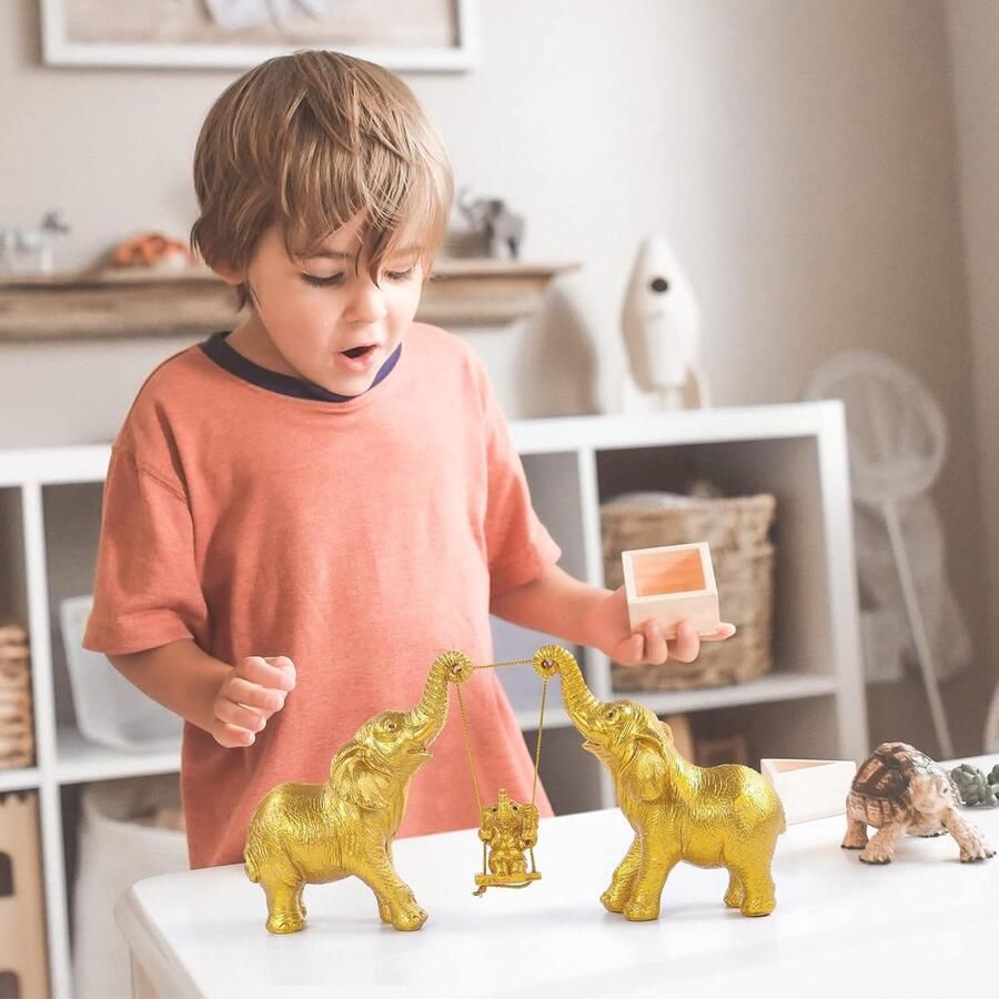 Standbeeld voor woondecoratie. Gouden olifant decor voor woonkamer kantoor plank tafel middelpunt decoraties. Olifant geschenken voor vrouwen mama. Veel geluk olifant beeldjes