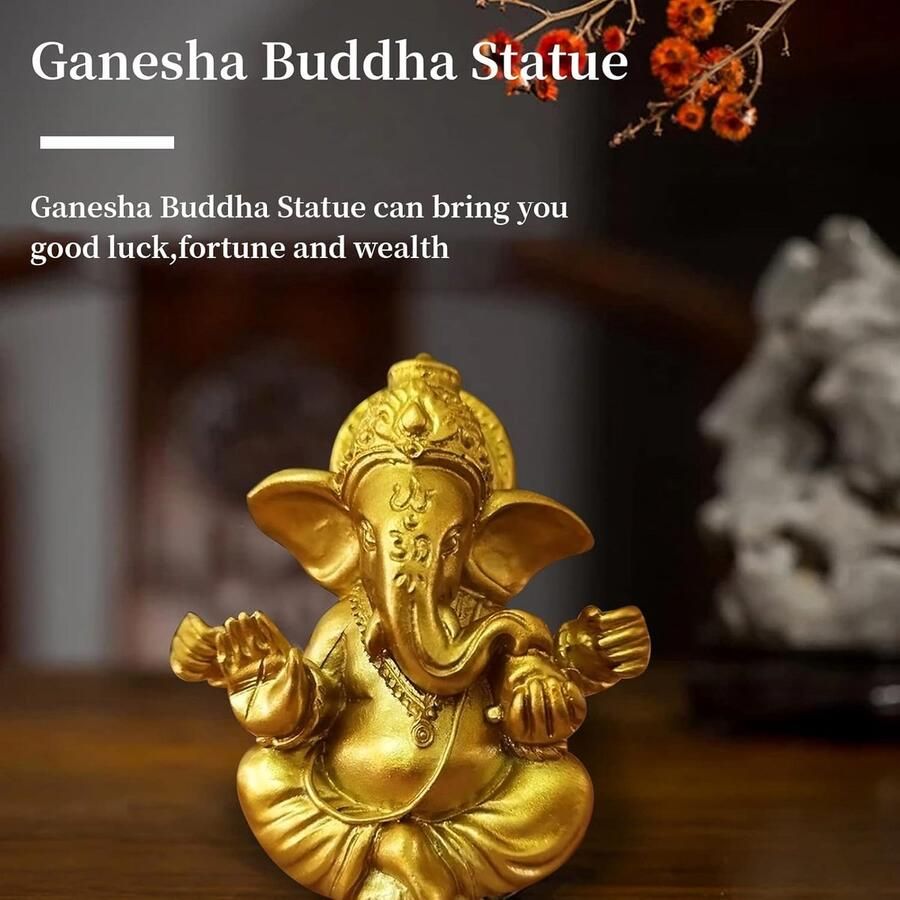 Standbeelden 1 stuk mini Indiase olifant God standbeeld hars sculptuur Ganesh beeldje handgemaakte olifant ornamenten decoratie voor thuis kantoor auto