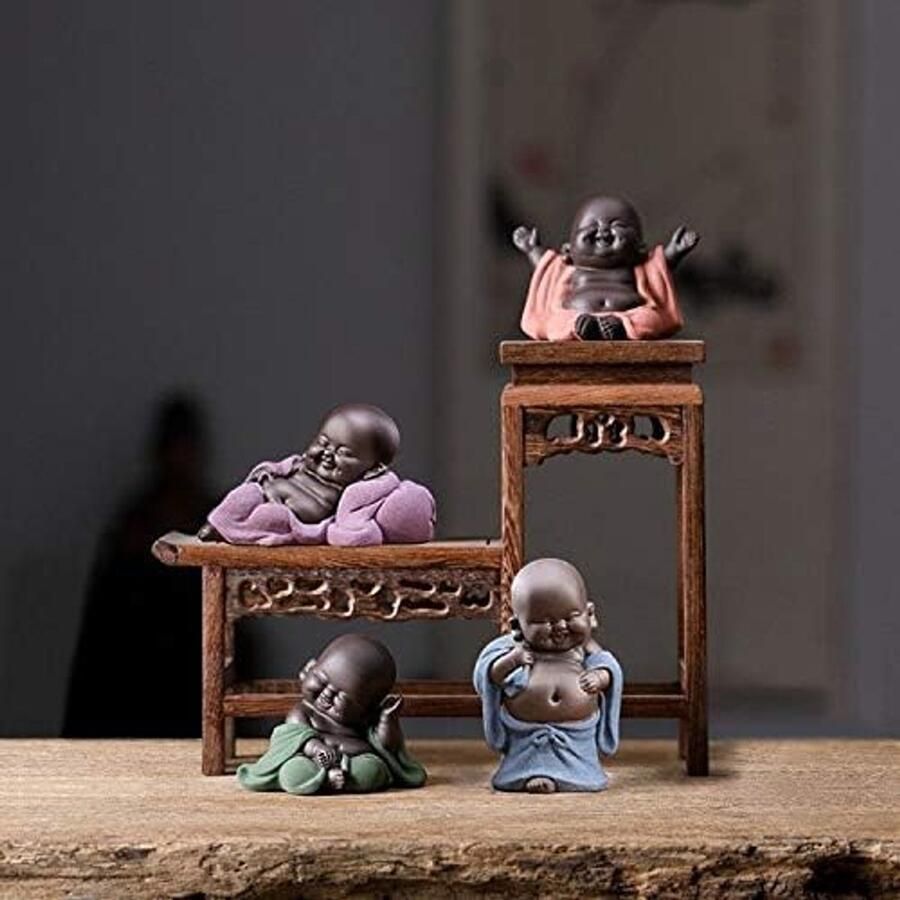Standbeelden Kleine Monnik Beeldje Keramische Boeddha Sculptuur Feng Shui Ornamenten Woondecoratie