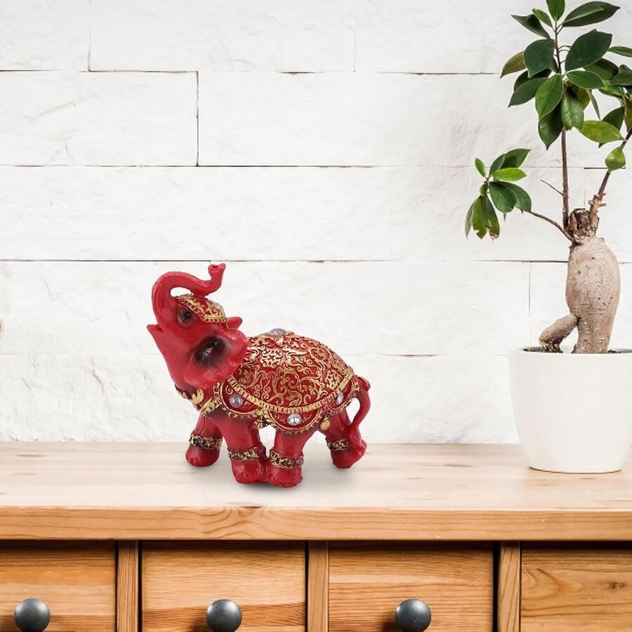 Standbeelden woondecoratie Lucky Elephant standbeeld rijkdom Lucky Feng Shui beeldje decor dieren beeldjes elegante olifant beeldje voor woonkamer tv standaard