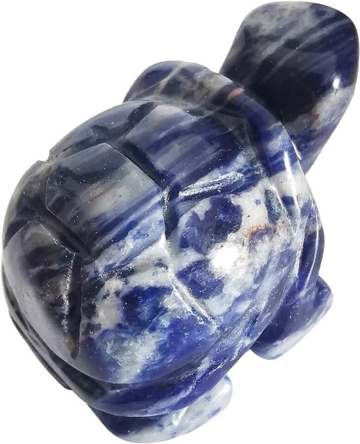Steen kristal schildpad 40 mm kleine schildpad dierfiguur tas standbeeld sculptuur sodaliet