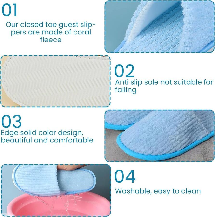 Steenslippers hotelslippers 6 paar badstofslippers antislip koraalvlies pantoffels universele x voor hotel reizen thuis en gasten