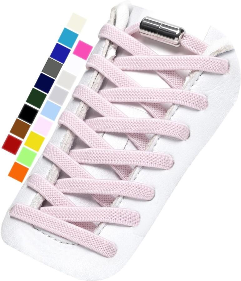 Stepace Elastic Laces with Metal Hoods Laces Without Bows for Kids Sneakers and Adults 2 Pairs Flat with Twist Clasp ShopVlot