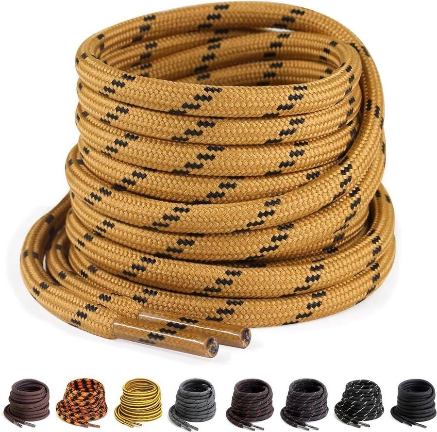 Sterke Ronde Schoenlaces Veteren Laarzen Schoenen Versterken 4.5mm Dik 2 Paar Zwart