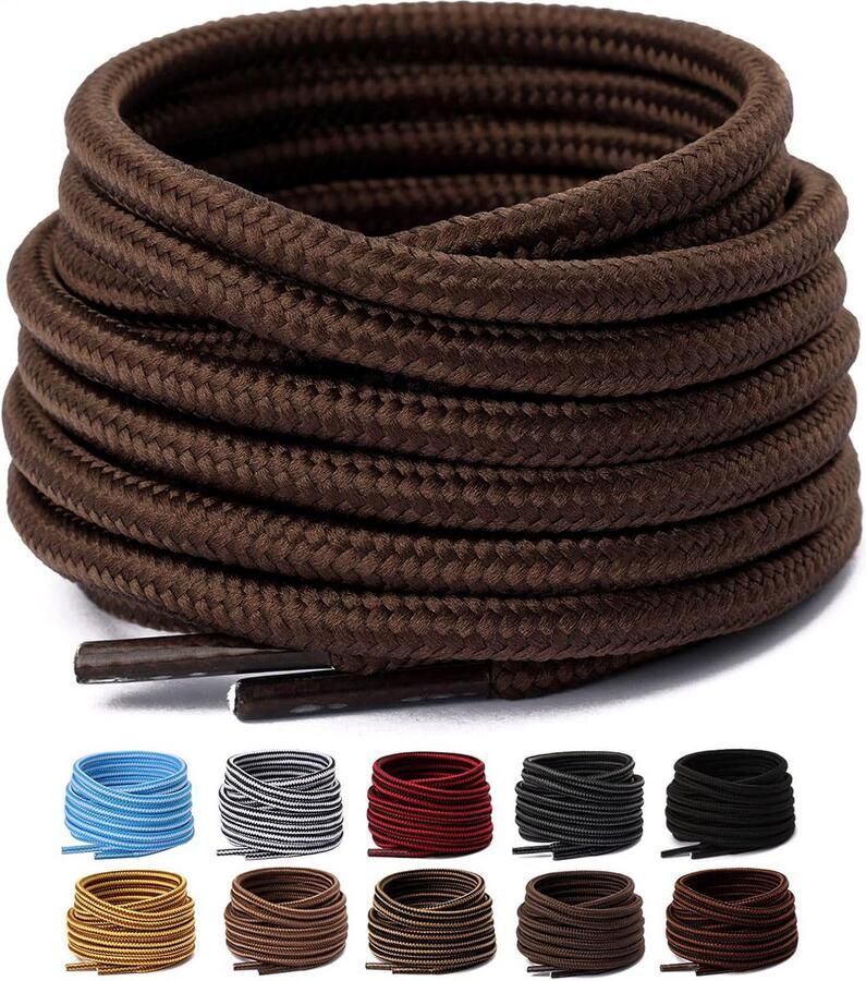 Sterke Ronde Veters 4mm Scheurbestendig voor Werkschoenen en Wandelschoenen 2 Paar