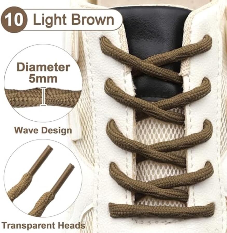 Sterke werk laars veters: 2 paar ronde golfvorm zware antislip veters voor wandelen wandelschoenen
