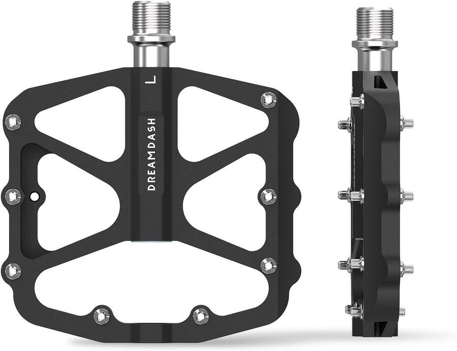 Stevige Fiets Pedalen met 3 Afdichtingslagers en 16 Antislip Spikes Universele 9 16 voor MTB Racefiets en E-Bike Zwart Aluminium