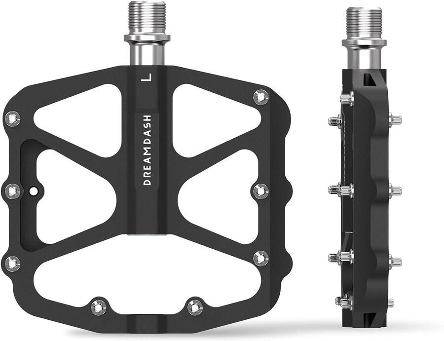 Stevige Fiets Pedalen met 3 Afdichtingslagers en 16 Antislip Spikes Universele 9 16 voor MTB Racefiets en E-Bike Zwart Aluminium