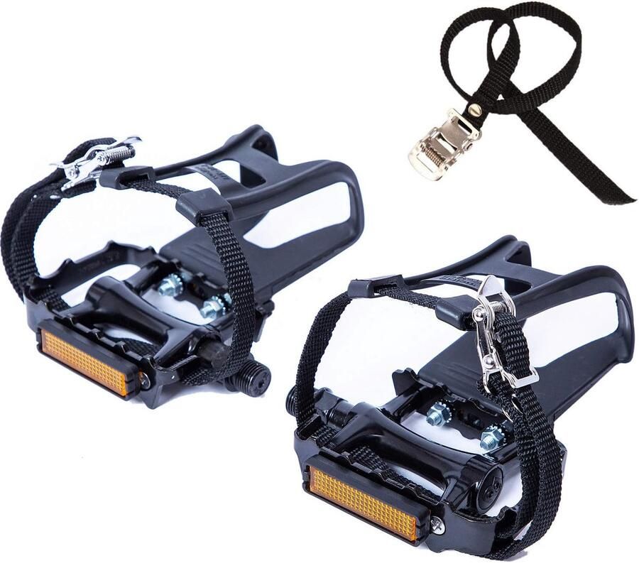 Stevige Fietspedalen met Clips en Rie voor Hometrainer Spinningfiets en Racefiets 9 16 inch