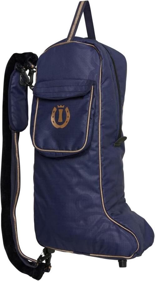 Stevige Paardrijlaars Tas met Handvat en Gewatteerde Schouderriem Navy