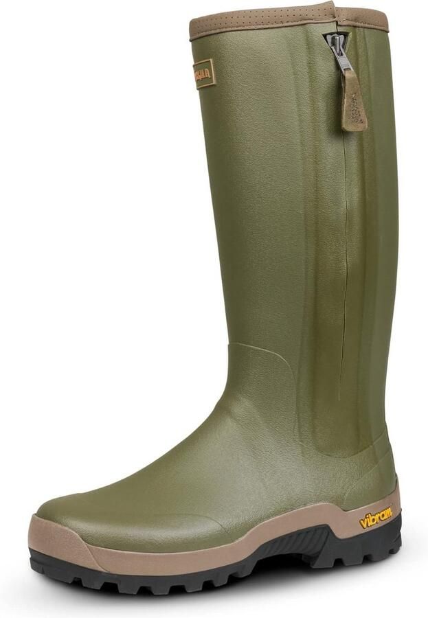 Stevige Rubberen Laarzen met Neopreen Voering en Ritssluiting Donkergroen