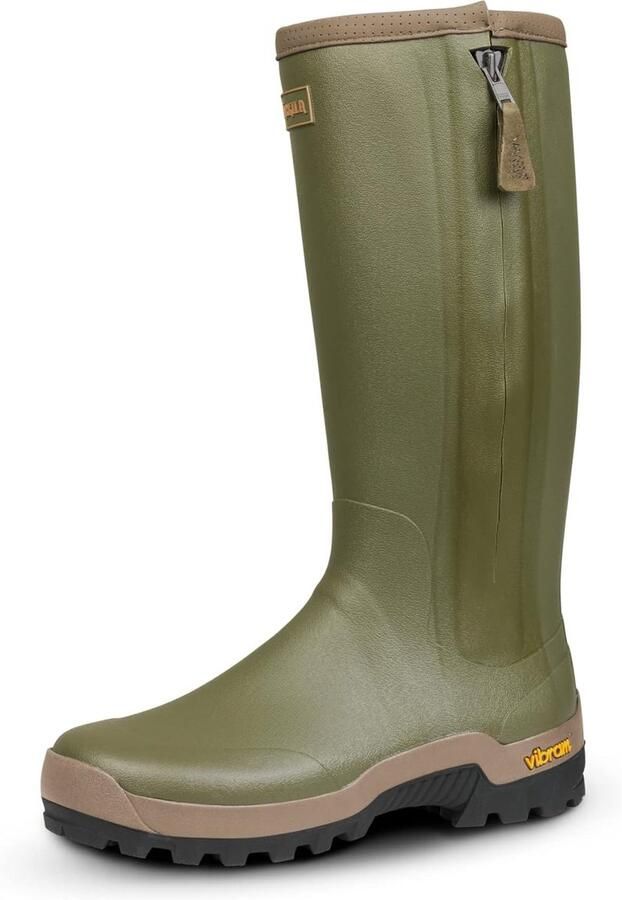 Stevige Rubberen Laarzen met Neopreen Voering en Ritssluiting Donkergroen