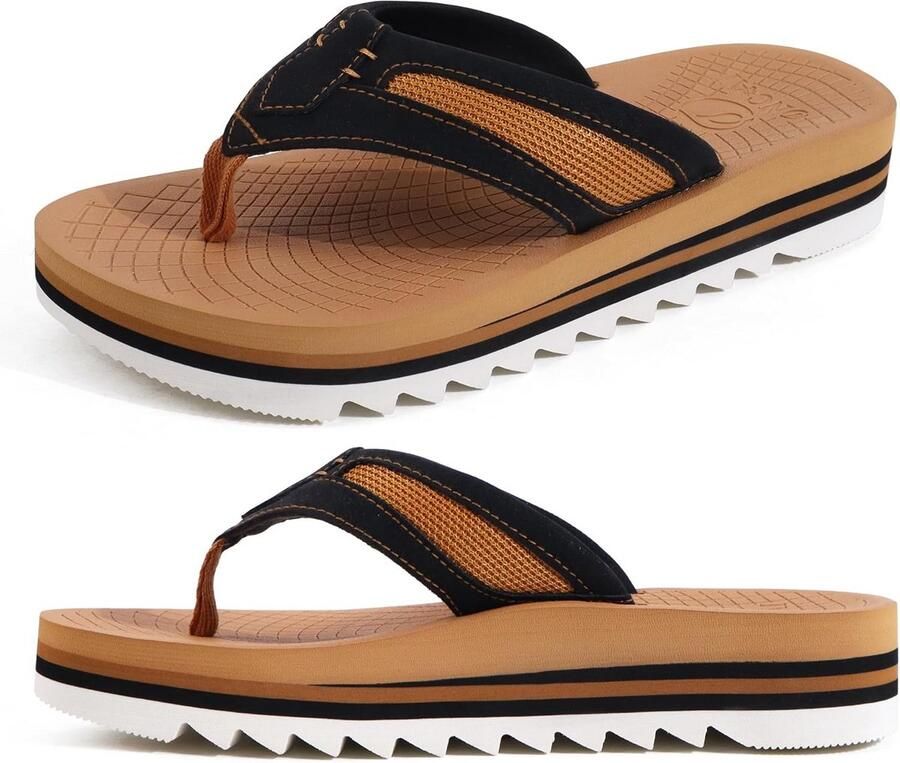 Stevige Slippers Heren met Voetboogondersteuning en Demping Comfortabele Teensandalen met Rubberzool