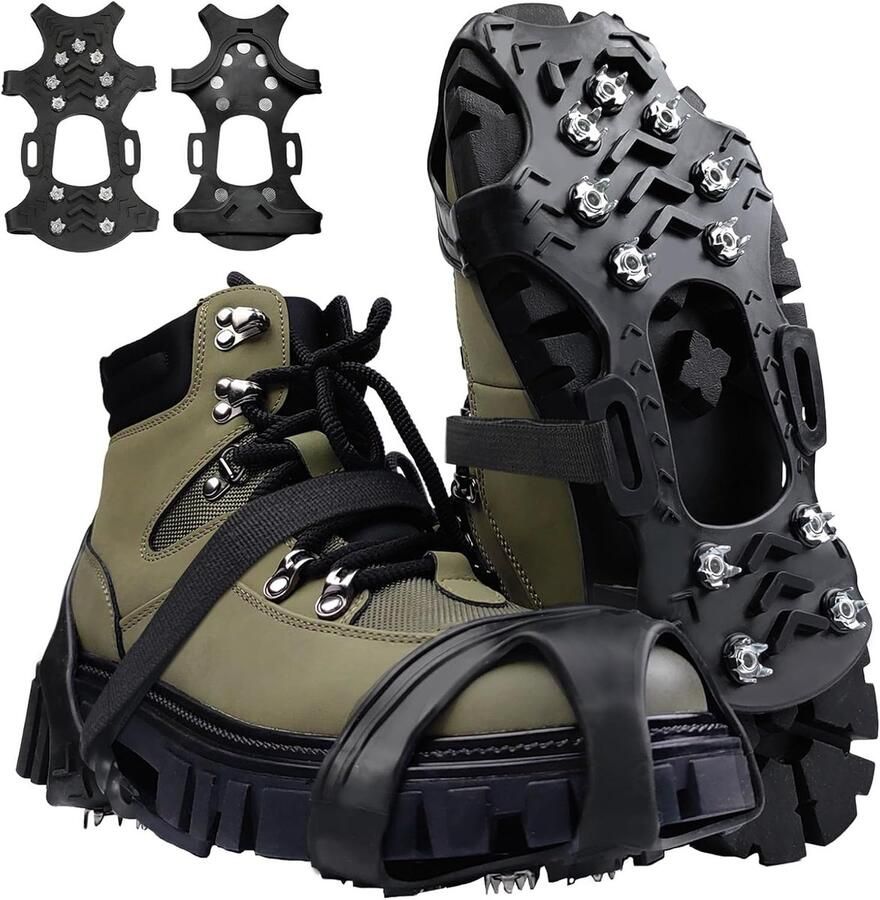 Stijgijzers voor wandelschoenen sneeuwstijgijzers antislipschoenen stijgijzers voor sneeuw- en ijswandelingen antislip schoenen voor winterse omstandigheden [roestvrij staal] Zilver XL