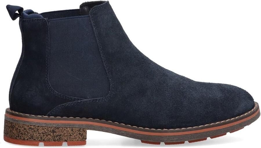 Blauwe Leren Chelsea Boots voor Heren met Elastische Instap