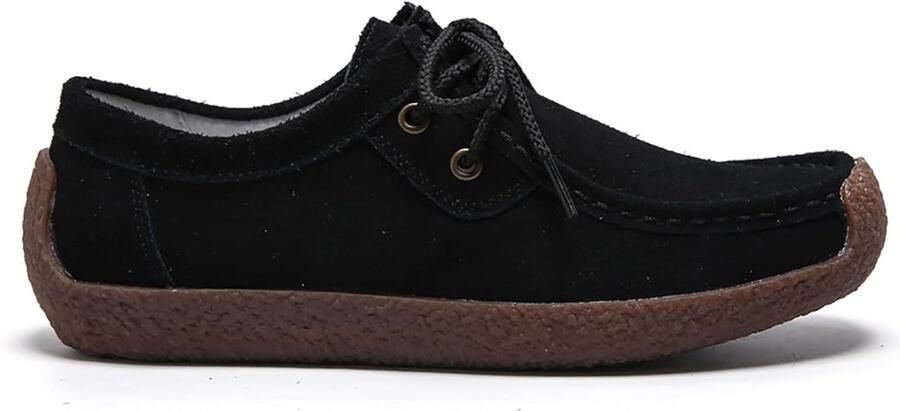 Stijlvolle Dames Loafers en Moccasins met Vetersluiting Casual Suède Instappers voor Elke Gelegenheid
