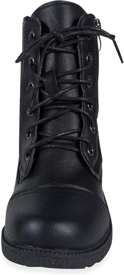 Stijlvolle dameslaarzen met vetersluiting en zijrits Combat enkellaarzen