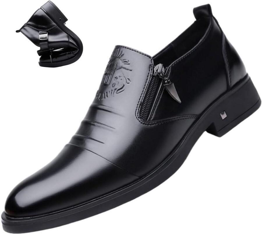 Stijlvolle Enkellaarzen voor Heren met Rits en Reliëfpatroon